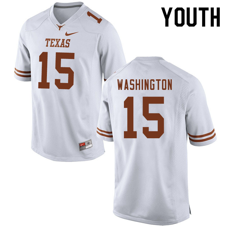 Youth #15 Marcus Washington Texas Longhorns College Football Jerseys Sale-White